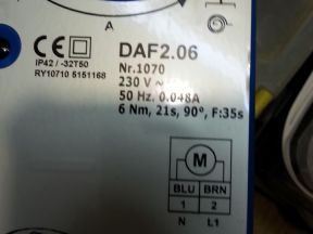 DAF 2.06 электропривод заслонки для вентиляции