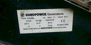 Бензиновый генератор Europower EP6000P 6 kW/220V